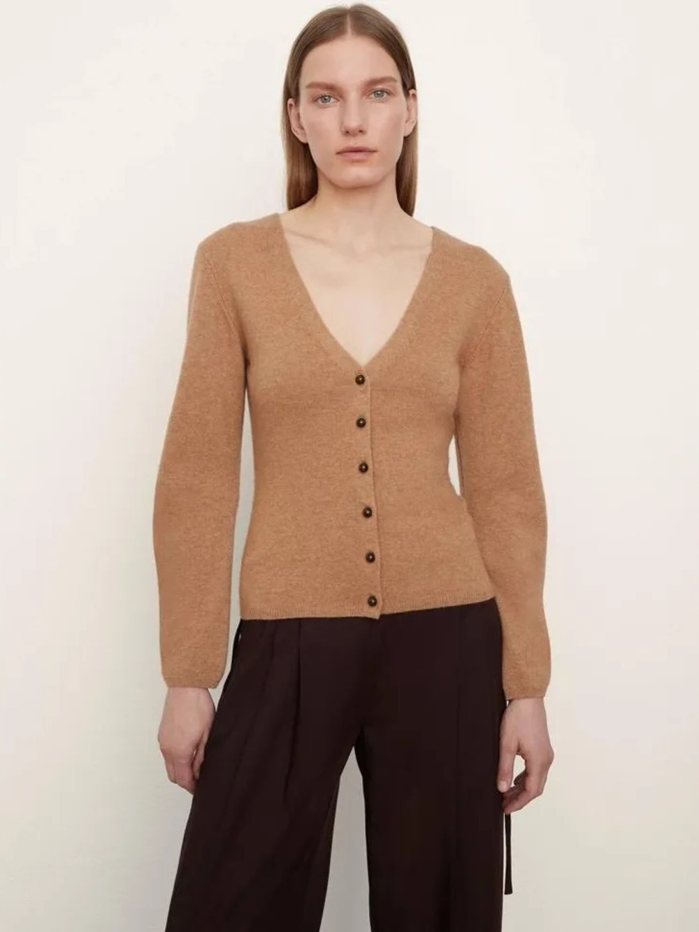 NWT Women’s Vince Deep V-Neck Button Cardigan Heather Almond size XS